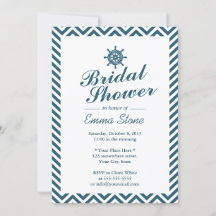 Invitation Bleu de gouvernail bleu Chevron Fête des mariées