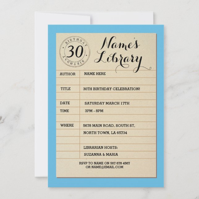 Invitation Bleu de la fête d'anniversaire du Carne (Devant)