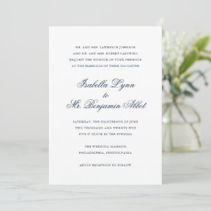 Invitation Bleu de la marine traditionnelle Mariage élégant