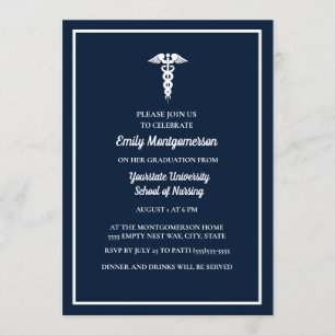 Invitation Bleu de la Marine White Nursing School Graduation 