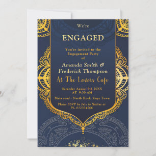 Invitation Bleu de marine avec Mandalas d'or