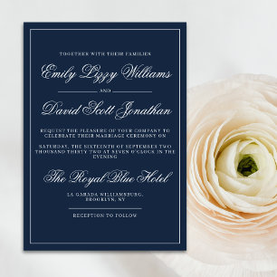 Invitation Bleu de marine classique Élégant Script intemporel