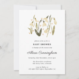 Invitation Bleu de neige neutre floral beau baby shower