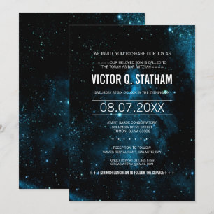 Invitation bleu de partie de Mitzvah de barre de