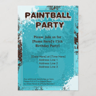 Invitation bleu de partie de Paintball