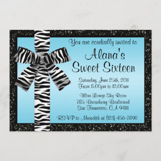 Invitation bleu de parties scintillantes avec