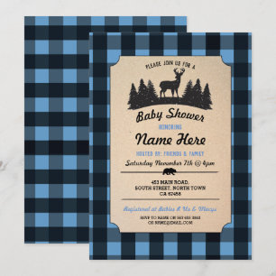 Invitation bleu de région boisée de baby shower de
