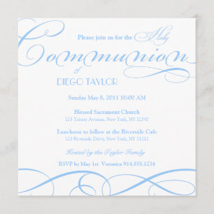Invitation bleu de sainte communion