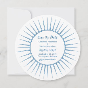 Invitation Bleu Déco Rétro Enregistrer l'Invitation Date