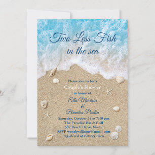 Invitation Bleu Deux poissons en moins dans la douche d'un co