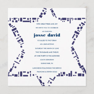 Invitation Bleu d'invitation de bat mitzvah de barre