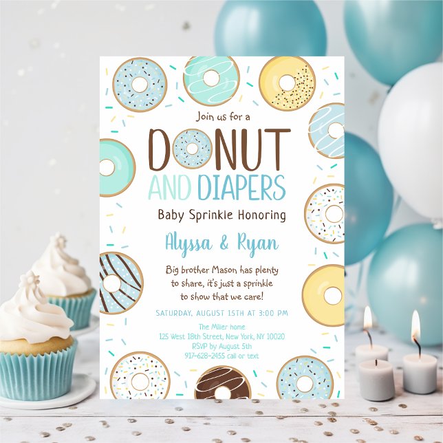 Invitation Bleu Donut & Diapeurs Bébé Sprinkel (Créateur téléchargé)