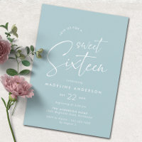 Bleu doux | Simple moderne Sweet 16 Anniversaire