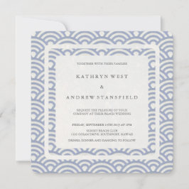 Invitation Bleu doux Stylisé Vagues Mariage moderne