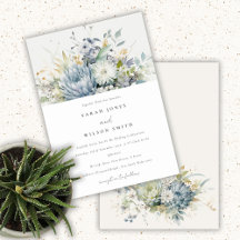 Bleu doux Vert Succulent Mariage botanique fleuri