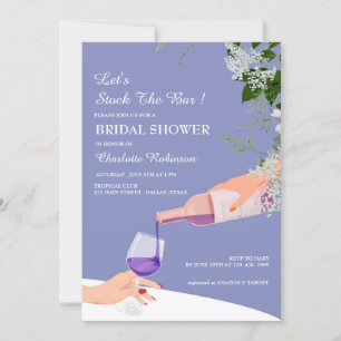 Invitation Bleu Duché Floral Stock La Fête des mariées Bar