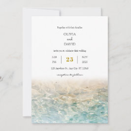 Invitation Bleu Duché Océan Ondes Plage de sable blanc Mariag