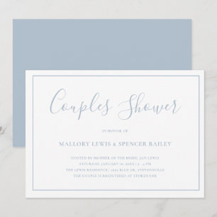Invitation Bleu Duché Traditionnel Élégant Couples Douche