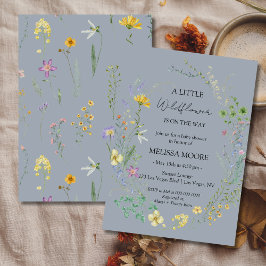 Invitation Bleu Duché Un Petit Baby shower Fleur sauvage