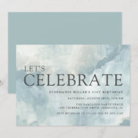 Bleu Dusty Abstrait Brushstrokes 21e anniversaire