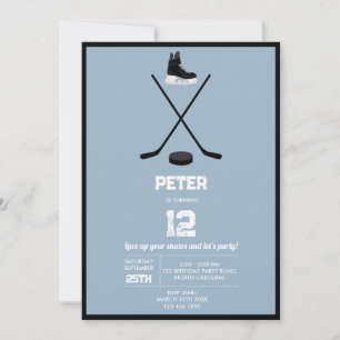 Invitation Bleu Dusty Bâton de hockey sur glace, Patins Puck 