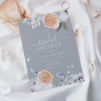 Bleu Dusty et Fête des mariées florale de Pêche