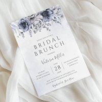 Bleu Dusty Et Fleuve Floral Élégant Brunch nuptial