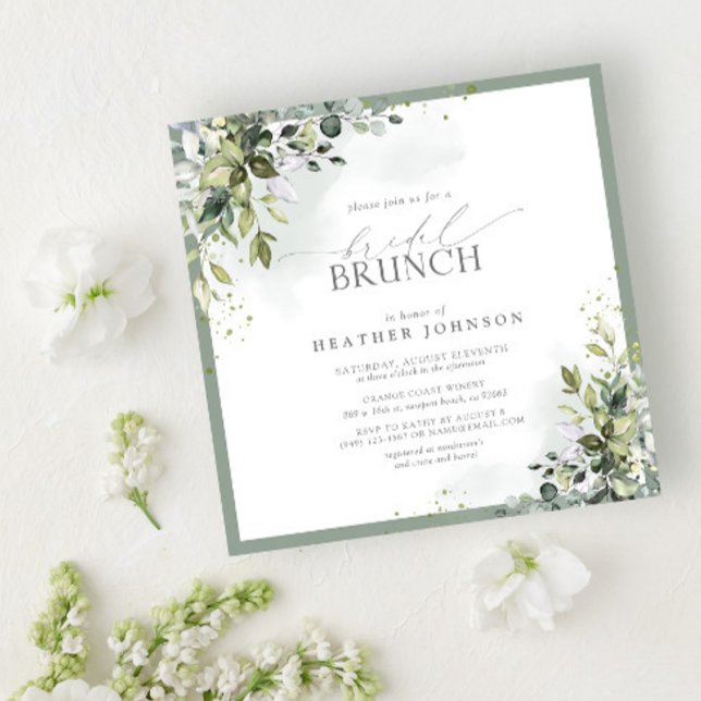 Invitation Bleu Dusty Eucalyptus Botanique Brunch nuptial (Créateur téléchargé)