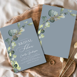 Invitation Bleu Dusty Fête des mariées Verdure Eucalyptus