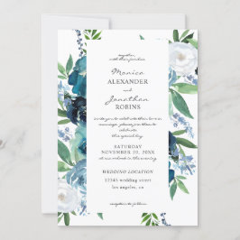 Invitation Bleu Dusty Floral 2 Mariage