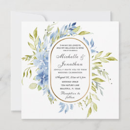 Invitation Bleu Dusty Floral verdure Mariage chrétien