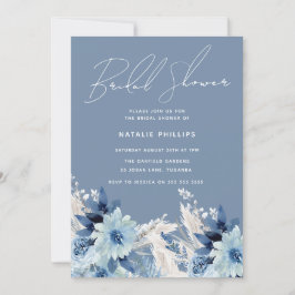 Invitation Bleu Dusty Florals Belle Fête des mariées
