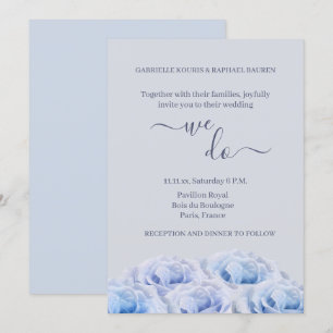 Invitation Bleu Dusty Rose Gris Floral Élégant Nous faisons M