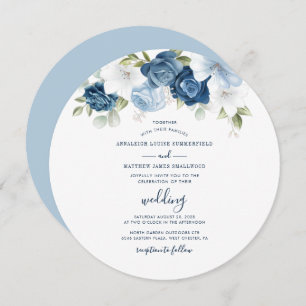 Invitation Bleu Dusty Script Floral Mariage moderne