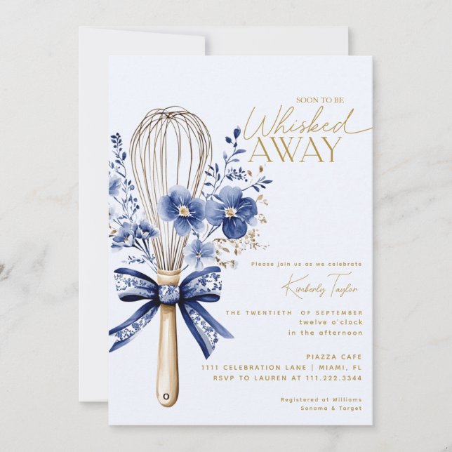 Invitation Bleu Dusty Whisers Away Toile Fête des mariées (Devant)