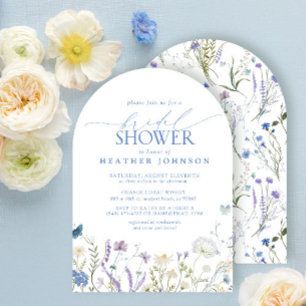 Invitation Bleu Elegant Fleur sauvage Fête des mariées floral