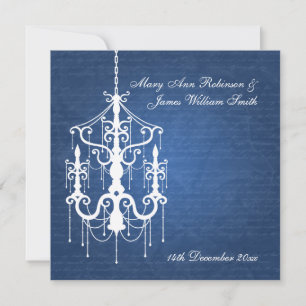 Invitation Bleu élégant lustre de mariage