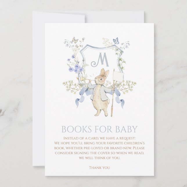 Invitation Bleu En vichy Peter le Baby shower Rabbit MUTED BL (Devant)