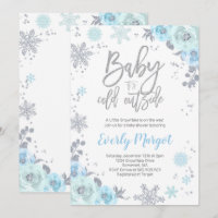 Bleu et argent d'invitation de baby shower d'hiver