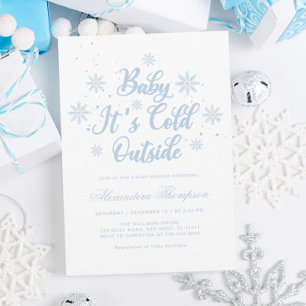 Invitation Bleu et blanc Baby shower de Wonderland Winter
