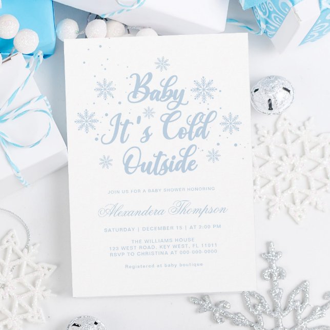 Invitation Bleu et blanc Baby shower de Wonderland Winter (Créateur téléchargé)