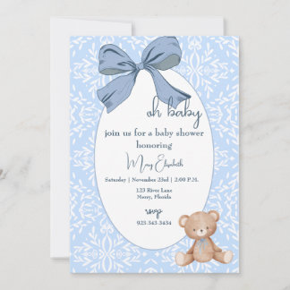 Invitation Bleu et blanc bébé garçon Douche Toile