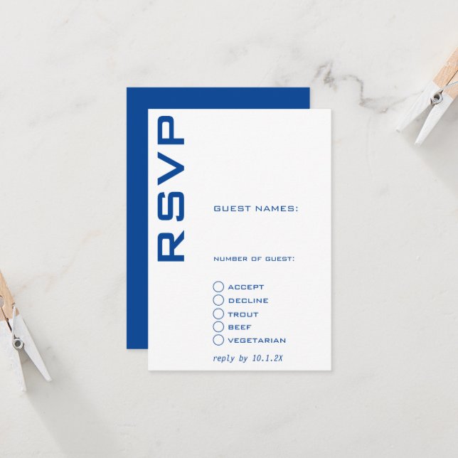 Invitation Bleu et blanc contemporain (Devant/Arrière en situation)