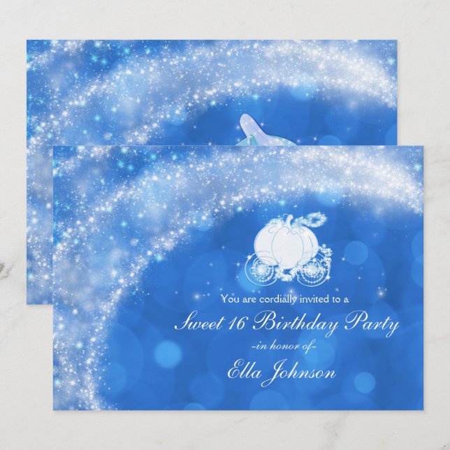 Invitation Bleu et blanc Élégant Fête des mariées Party (Devant / Derrière)