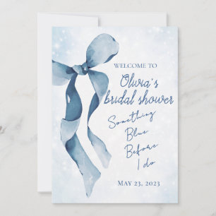 Invitation Bleu et blanc Fête des mariées de ruban