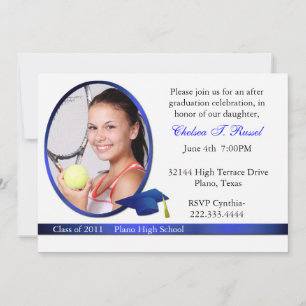 Invitation Bleu et blanc Graduation de la photographie Invita