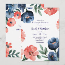 Bleu et corail peint Bouquet Mariage Célébration