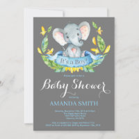 Bleu et gris d'invitation de baby shower