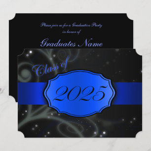 Invitation Bleu et noir 2025 Graduation Party