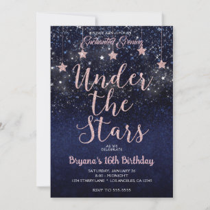 Invitation Bleu et rose sous les étoiles Nuit étoilée Sweet 1